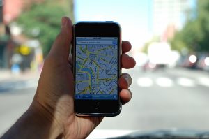 phone with an open map
