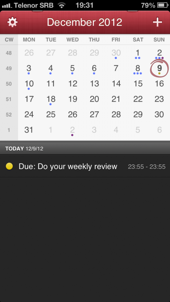 Interface of iOS Fantastical