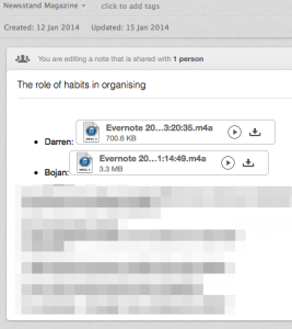 Evernote voicemail screenshot