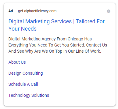 google ads sitelinks for alpha efficiency 