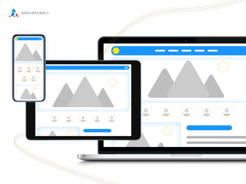 website content mockup on phone tablet and website