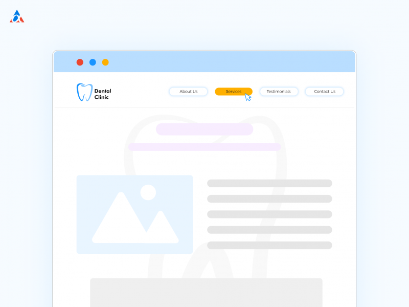 layout of dental clinic website service page