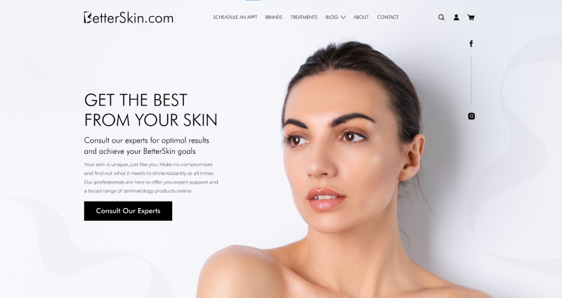 example of medical spa website landing page