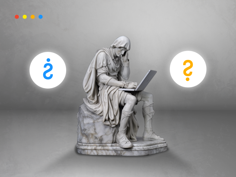 A confused man scrolling through a landing page.