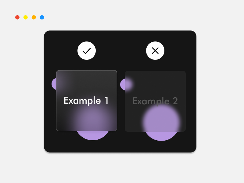 Best contrast ratio for dark mode glassmorphism