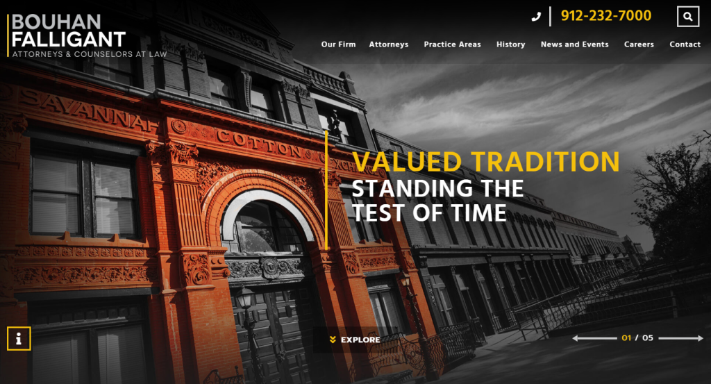 Bouhan Falligant – Traditional, modern, and trustworthy law firm website.