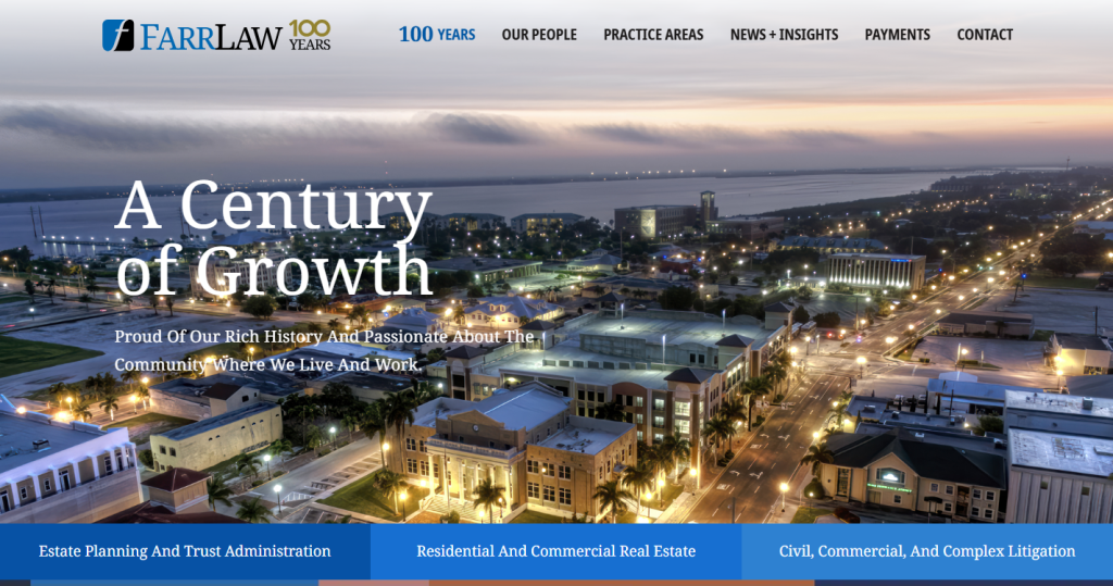 Farr Law Firm – Inviting, educational, and accessible law firm website.