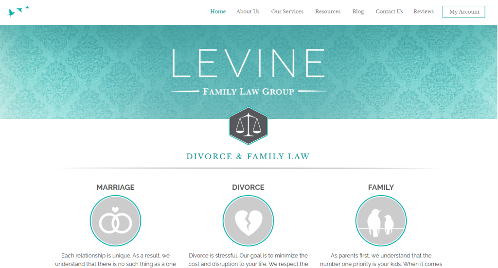 Levine Family Law Group – Empathetic, clear, and calm law firm website.