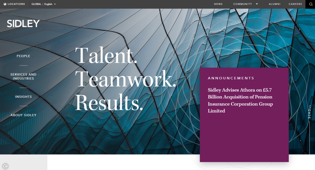 Sidley Austin LLP – Professional, global, and clean law firm website.